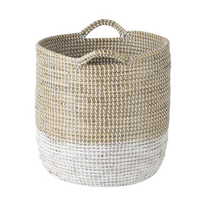 Set of Three Beige And White Wicker Desk Organizer