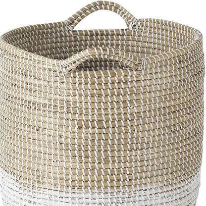 Set of Three Beige And White Wicker Desk Organizer