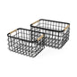 Set of Two Black Metal Basket