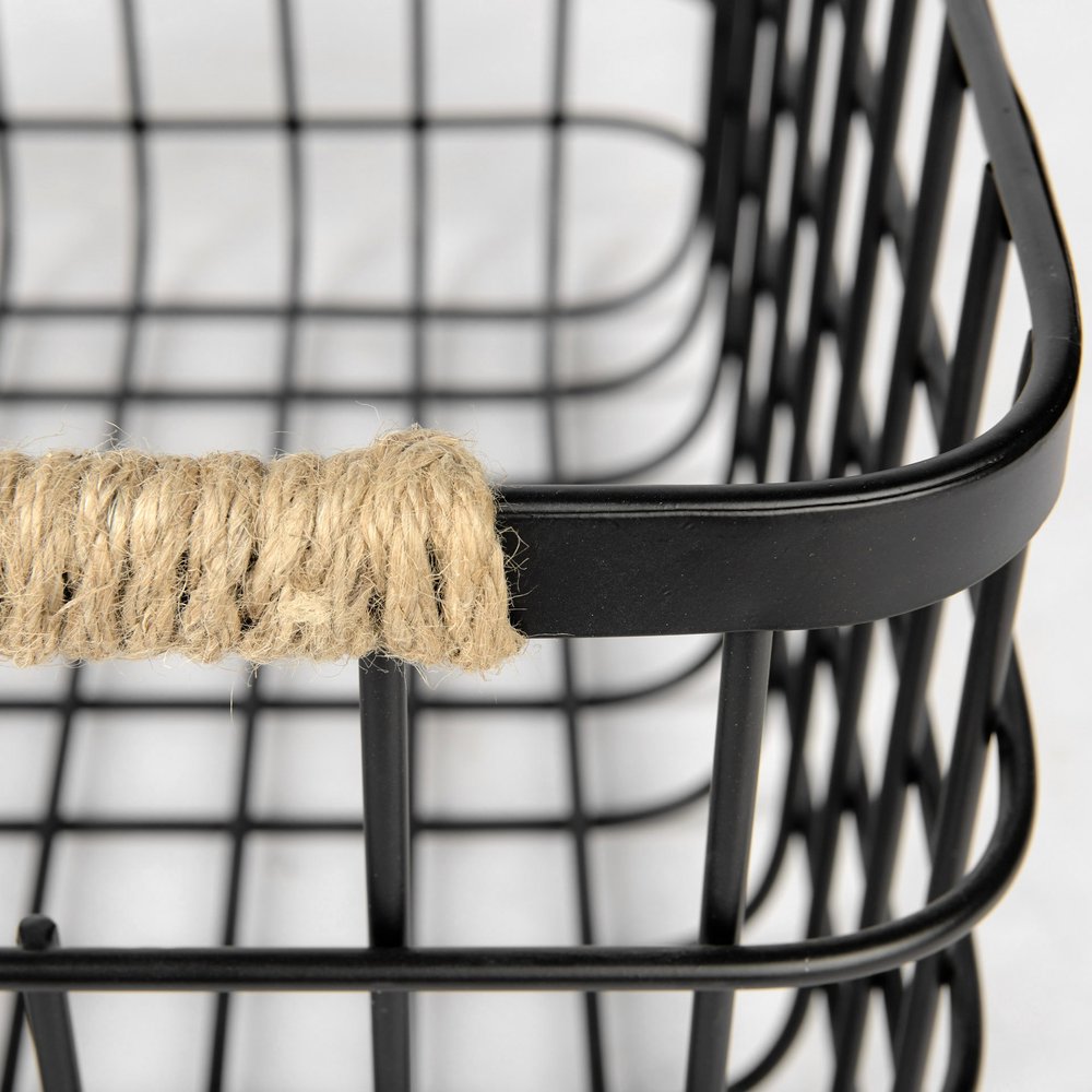 Set of Two Black Metal Basket