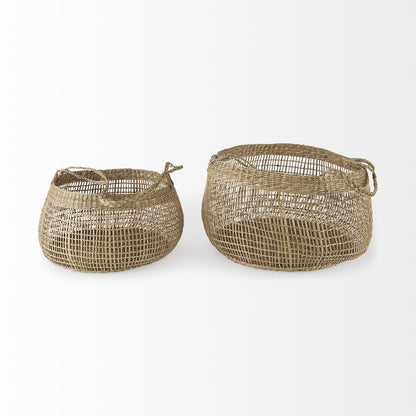 Set of Two Brown Wicker Basket