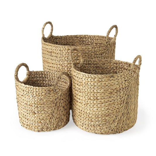 Set of Three Brown Wicker Basket