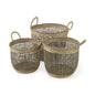 Set of Three Light Brown Wicker Basket