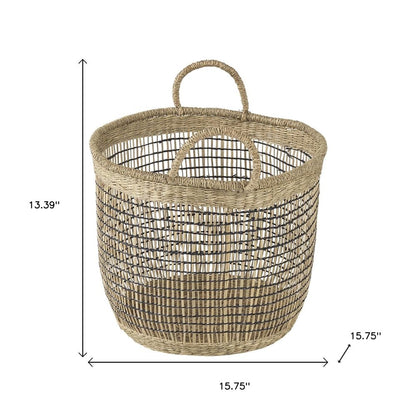 Set of Three Light Brown Wicker Basket