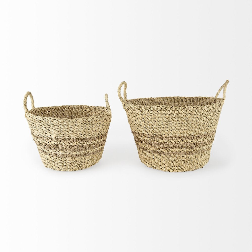 Set of Two Brown Wicker Basket