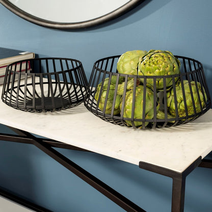 Set of Two Black Metal Decorative Bowl
