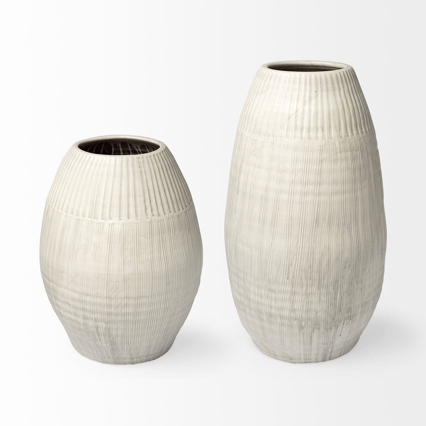 Petite White Embossed Stripes Ceramic Vase