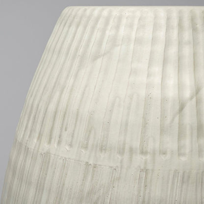 21" White Striped Ceramic Cylinder Floor Vase