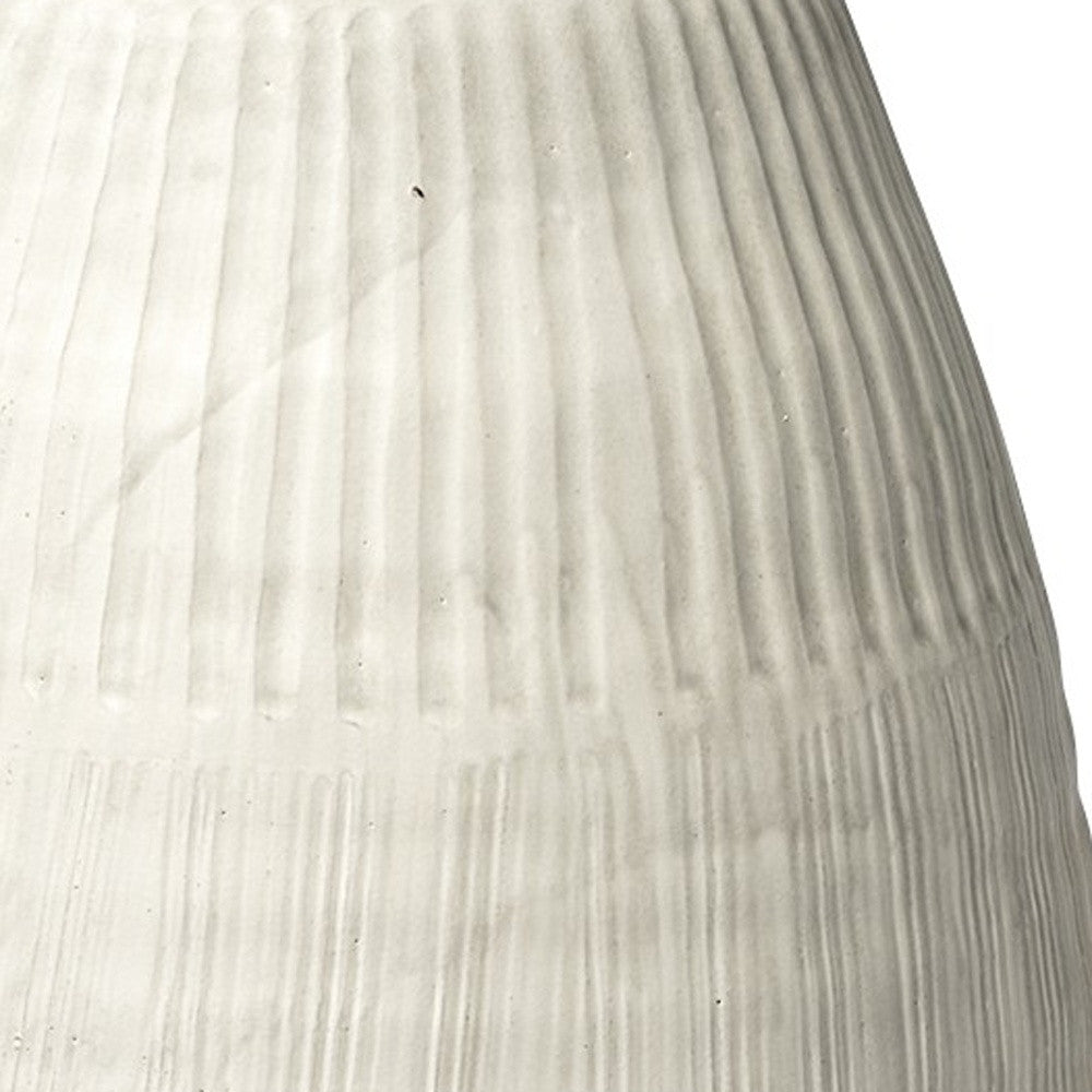 White Embossed Stripes Ceramic Vase