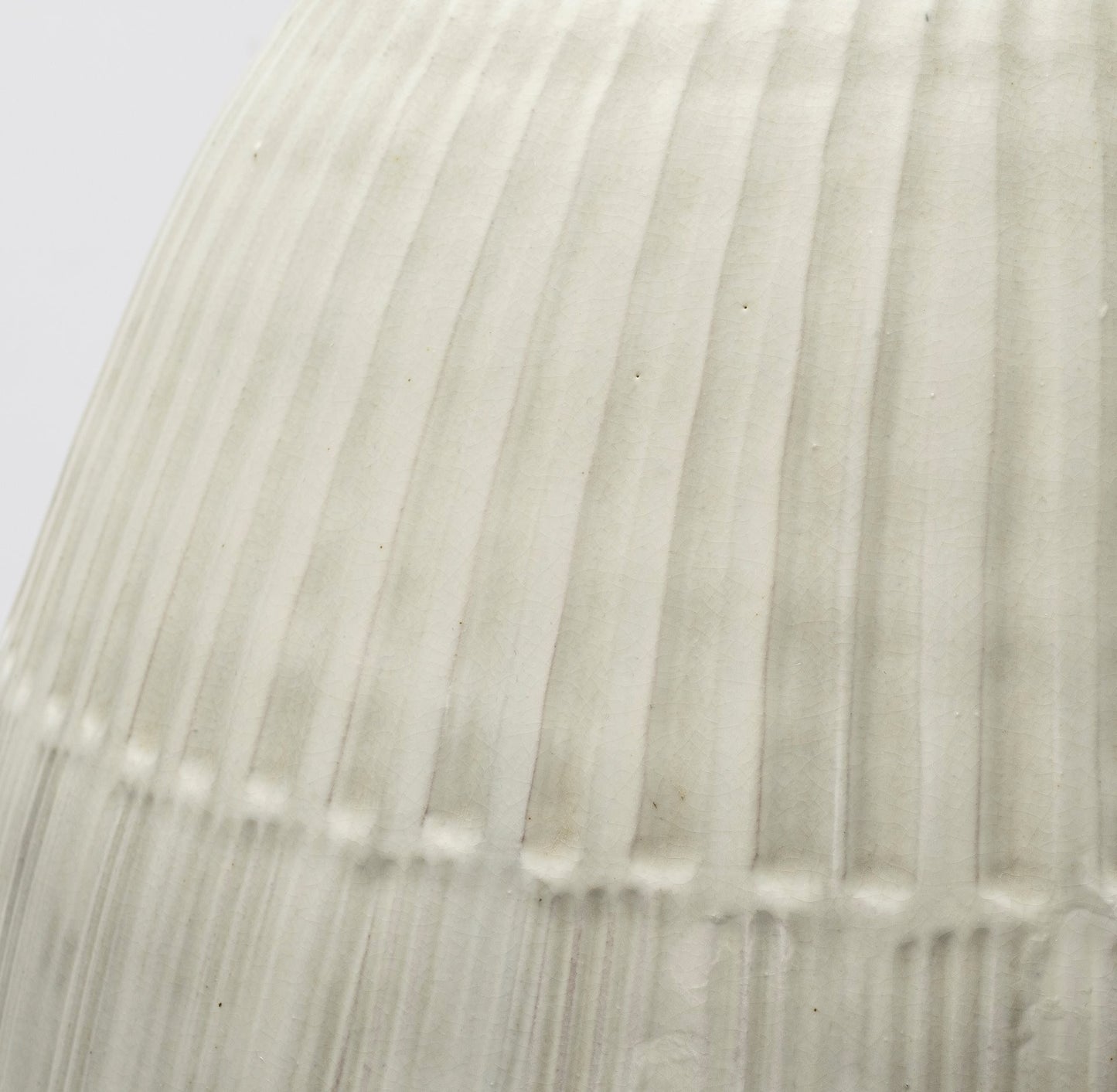 White Embossed Stripes Ceramic Vase