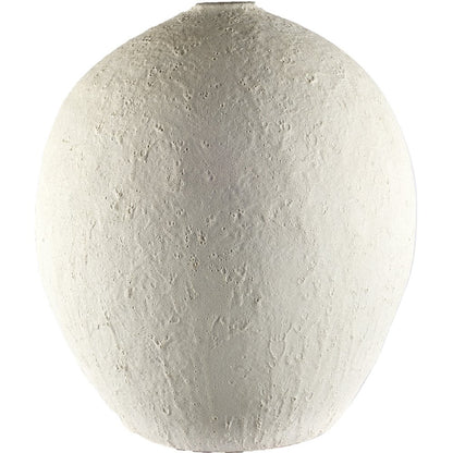23" White Cylinder Ceramic Floor Vase