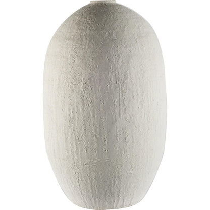 32" White Cylinder Ceramic Floor Vase
