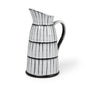 13" Black And White Ceramic Cylinder Jug Vase With Sculptural Details
