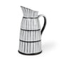 13" Black And White Ceramic Cylinder Jug Vase With Sculptural Details