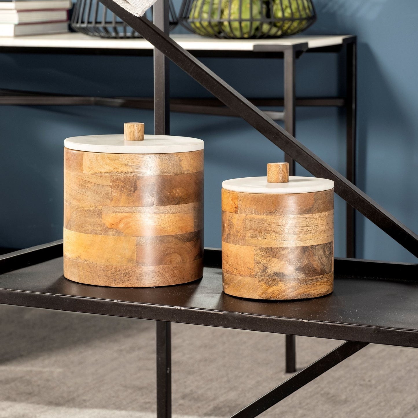 Brown Wooden Round Storage Box