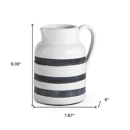 9" Blue And White Cylinder Ceramic Urns Jars