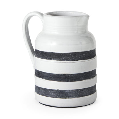 9" Blue And White Cylinder Ceramic Urns Jars