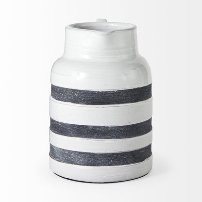 9" Blue And White Cylinder Ceramic Urns Jars