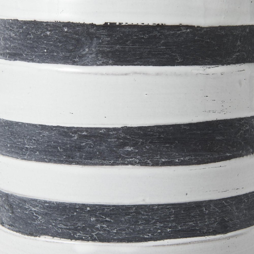 9" Blue And White Cylinder Ceramic Urns Jars