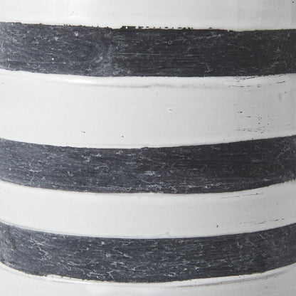 9" Blue And White Cylinder Ceramic Urns Jars