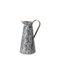 14" Black And White Abstract Cylinder Metal Jug Vase