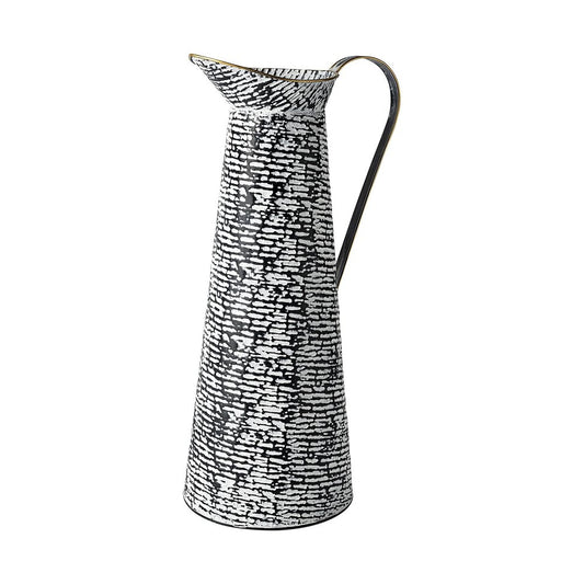 20" Black And White Cylinder Metal Urns Jars