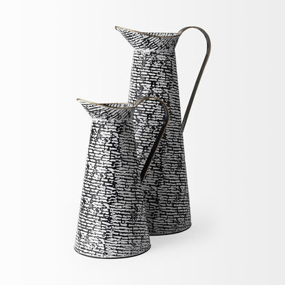 Black And White Textured Jug Vase