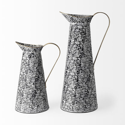 Black And White Textured Jug Vase