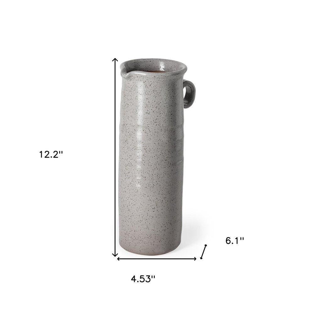 12" Gray Cylinder Ceramic Urns Jars