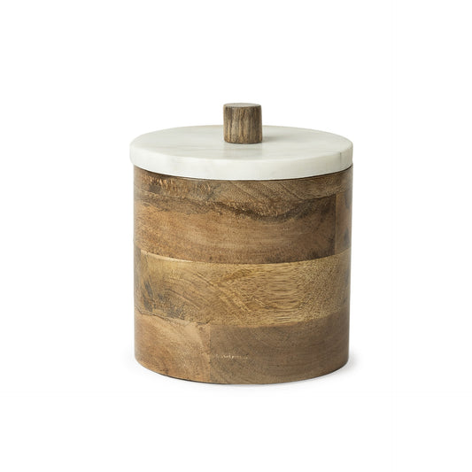 Petite Brown Wooden Round Storage Box