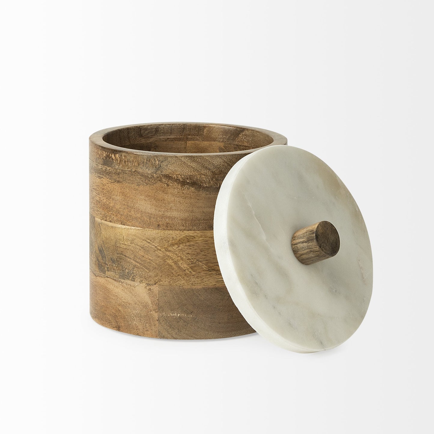 Petite Brown Wooden Round Storage Box