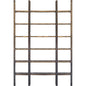 Brown Iron and Solid Wood Six Tier Bookcase
