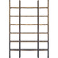 Brown Iron and Solid Wood Six Tier Bookcase