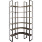 Brown Iron and Solid Wood Six Tier Bookcase