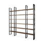 Brown Iron and Solid Wood Six Tier Bookcase