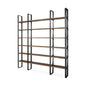 Brown Iron and Solid Wood Six Tier Bookcase