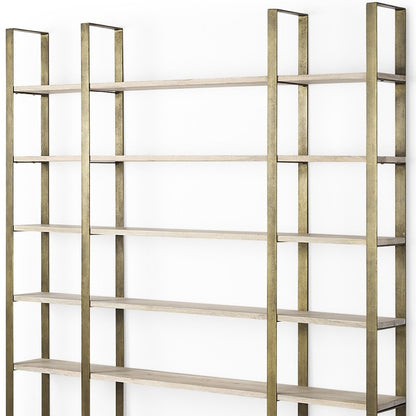 Natural Iron and Solid Wood Six Tier Bookcase