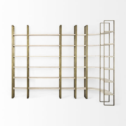 Natural Iron and Solid Wood Six Tier Bookcase