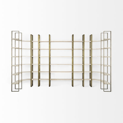 Natural Iron and Solid Wood Six Tier Bookcase