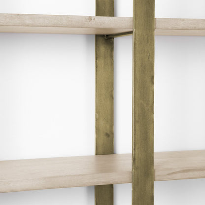Natural Iron and Solid Wood Six Tier Bookcase