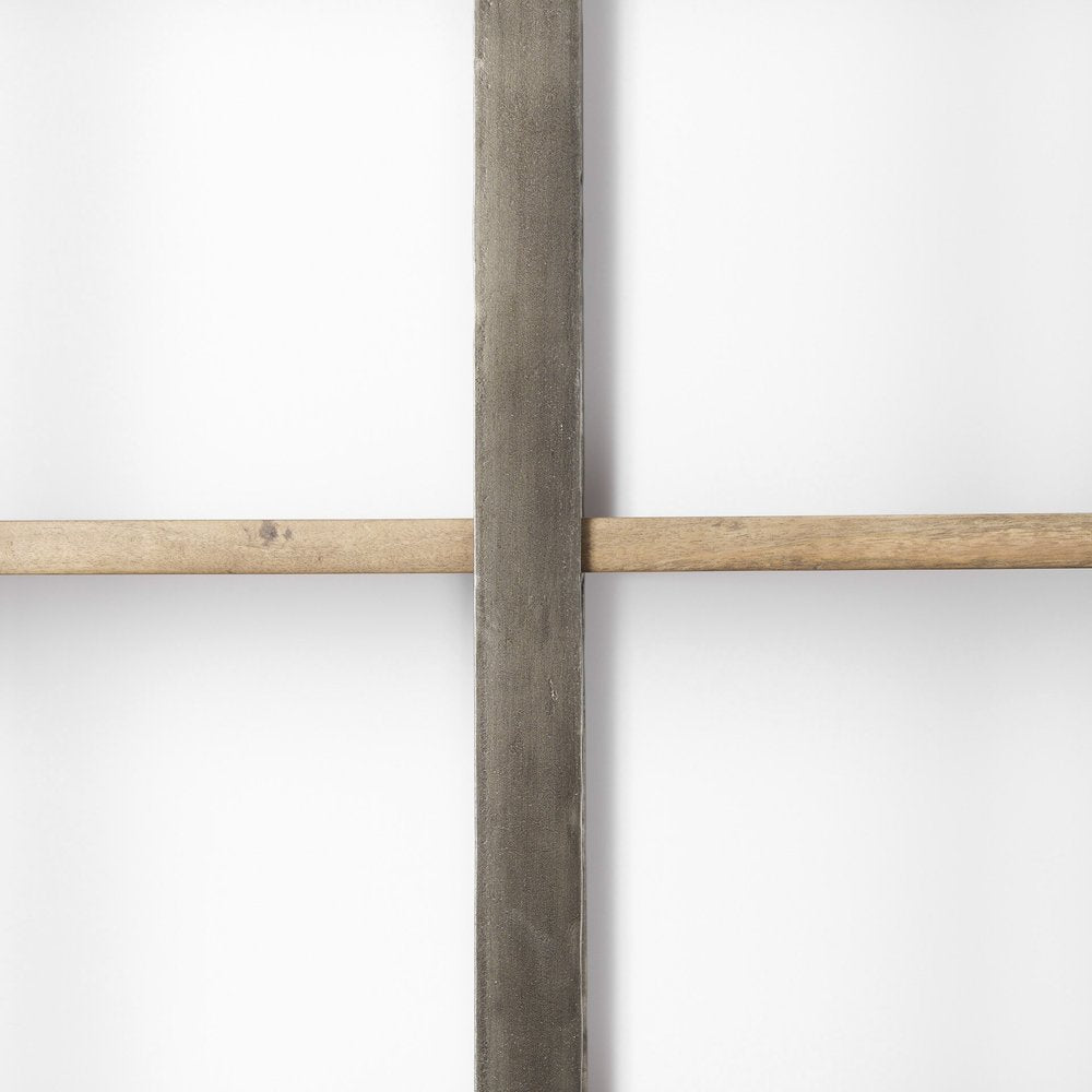 Brown Nickel and Solid Wood Six Tier Bookcase