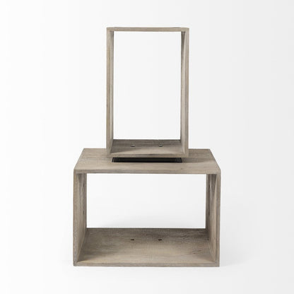 Set of Two Brown Solid and Manufactured Wood Two Tier Floating Bookcase