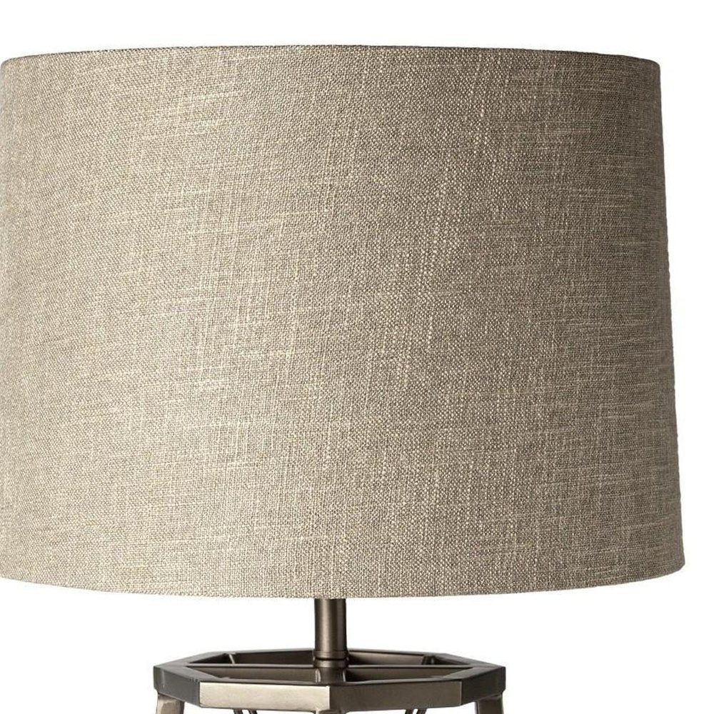 29" Bronze Lamp Base LED With Beige Shade