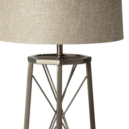 29" Bronze Lamp Base LED With Beige Shade