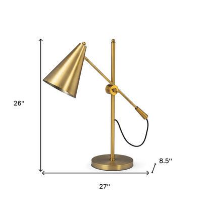 26" Gold Lamp Base LED With Gold Shade