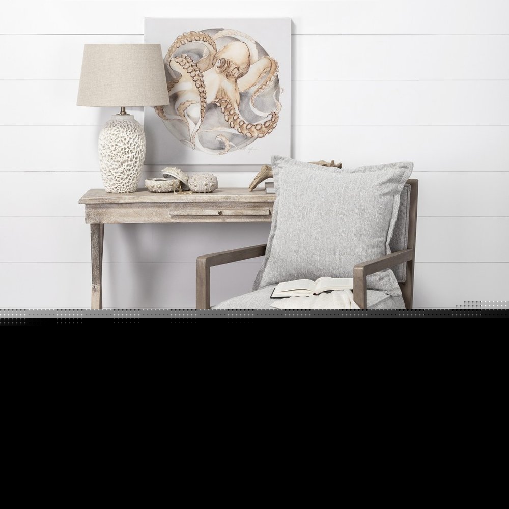 26" Beige Faux Coral Table Lamp With Empire Shade