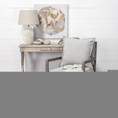 26" Beige Faux Coral Table Lamp With Empire Shade