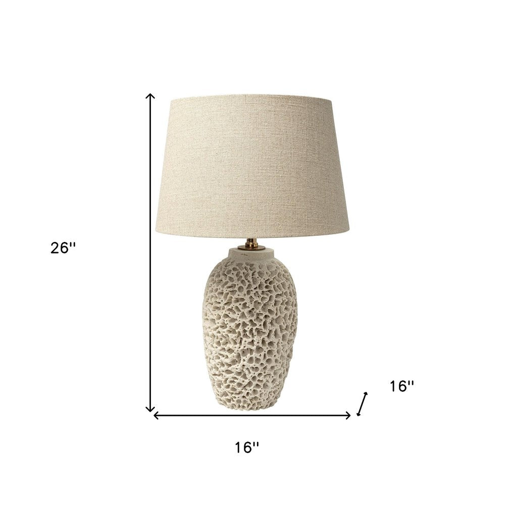 26" Beige Faux Coral Table Lamp With Empire Shade