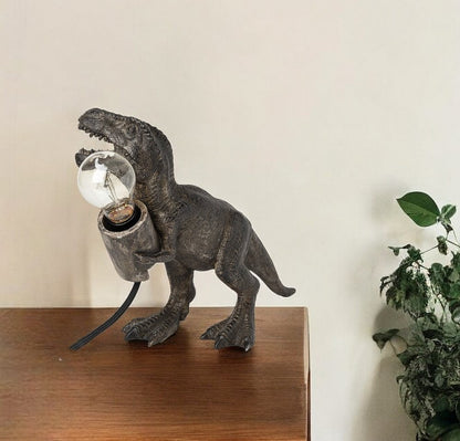 11" Brown Lamp Base LED With Clear Shade