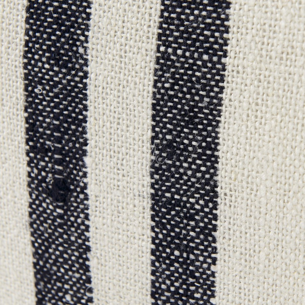 Beige And Central Blue Stripes Square Accent Pillow Cover